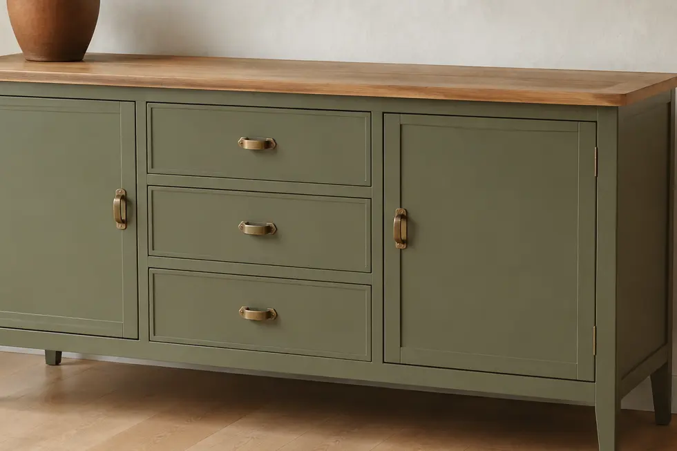 Detail van gerestaureerd sideboard